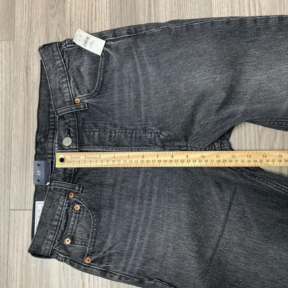 New With Tags GAP Cheeky High Rise Straight Jeans Raw Hem Washed Black Size 29 - Picture 4 of 8